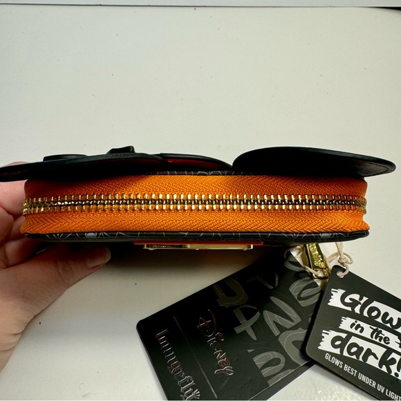 NWT. Disney Loungefly Mickey Pumpkin Zip Around Wallet. Glows in the dark! - Picture 13 of 14